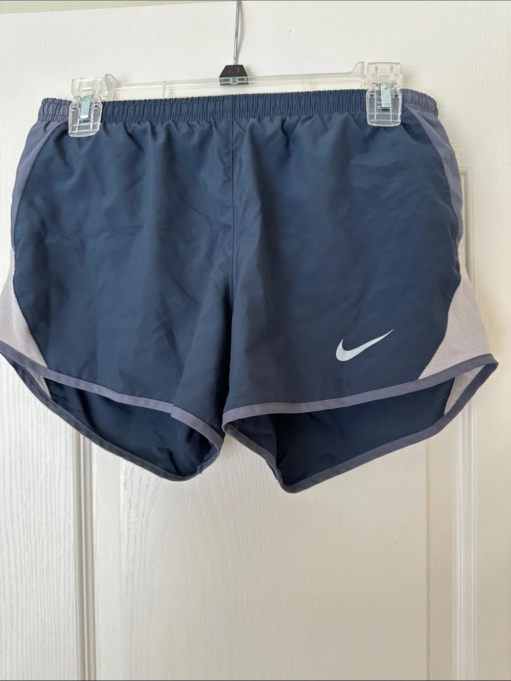 Nike Navy Blue and Light Gray Women's Running Shorts